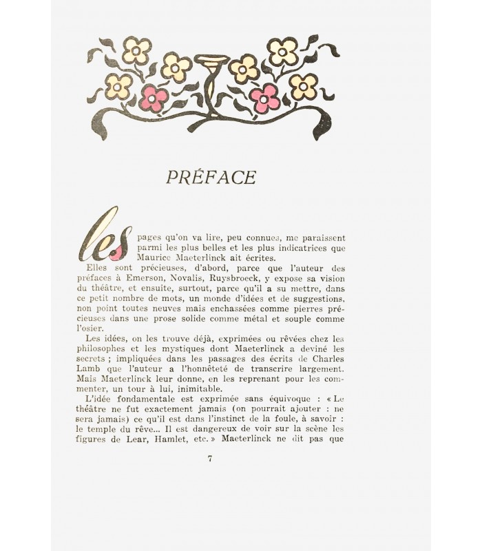 MAETERLINCK (Maurice). Menus propos sur le théâtre. Préface de Franz Hellens. Edition originale