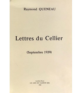 QUENEAU (Raymond). Lettre du Cellier (septembre 1939). Edition originale