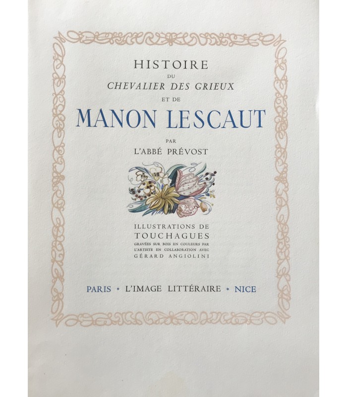 PREVOST (Abbé). Histoire du chevalier Des Grieux et de Manon Lescaut - Histoire Du Chevalier Des Grieux Et De Manon Lescaut