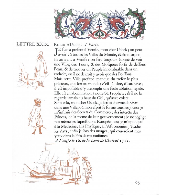 MONTESQUIEU (Charles de). Lettres persanes. Illustrées par André Hubert.