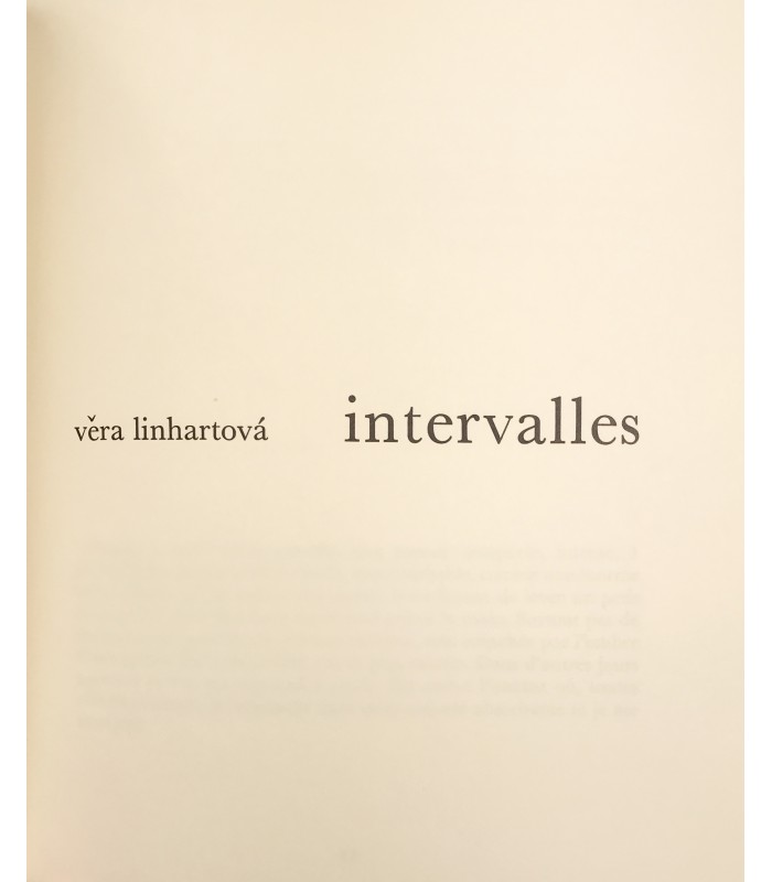 LINHARTOVA (Véra). Intervalles. Edition originale. Couverture illustrée d'une sérigraphie..