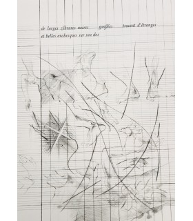 XENAKIS (Françoise). Elle lui dirait dans l'île. Récit. Extraits des partitions de Xenakis. Gravures de Claude Groschêne.