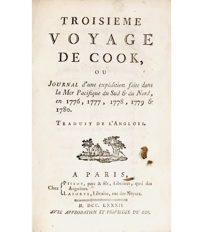 [COOK (James)] RICKMAN (John). Troisième voyage de Cook. Traduction. Edition originale. 1782. Ex-libris armorié.