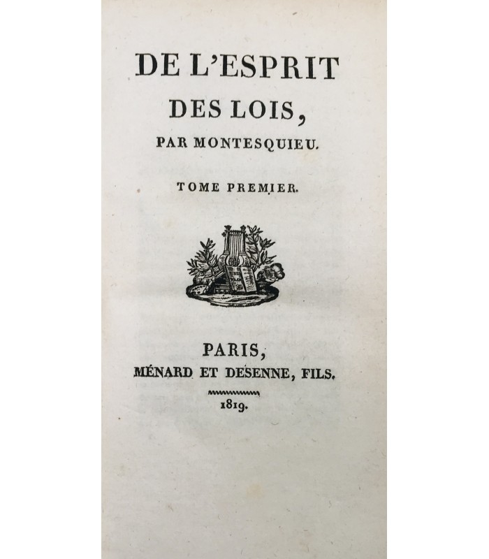 MONTESQUIEU. De l'esprit des lois. 5 volumes. Reliures de Thouvenin.