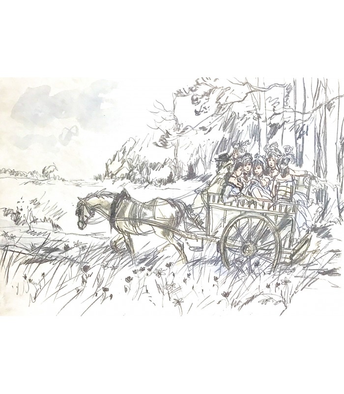 MAUPASSANT (Guy de). La Maison Tellier. Illustrations de Gaston Barret. Exemplaire enrichi d'une aquarelle. Envoi autographe.