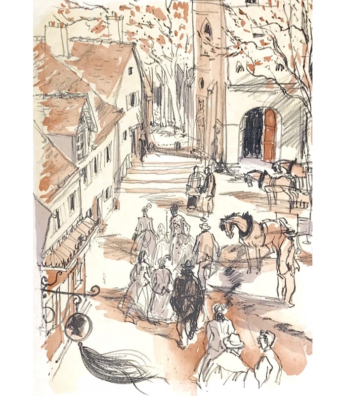 MAUPASSANT (Guy de). La Maison Tellier. Illustrations de Gaston Barret. Exemplaire enrichi d'une aquarelle. Envoi autographe.