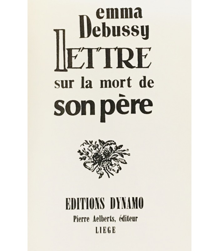 DEBUSSY (Emma). Lettre sur la mort de son père. Edition originale.