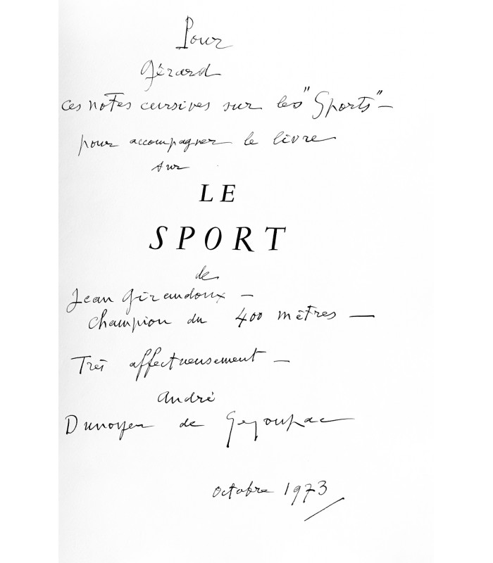 GIRAUDOUX (Jean). Le Sport. Eaux-fortes, dessins et croquis par A. D. de Segonzac. Gravures sur bois de Jacques Beltrand.