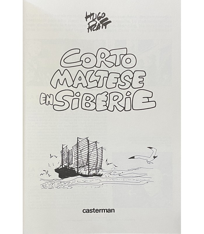 [CORTO MALTESE] PRATT (Hugo). Corto Maltese en Sibérie. Edition originale imprimée en noir.
