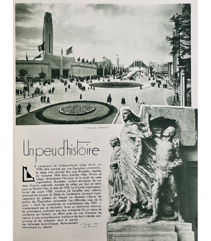 EXPOSITION UNIVERSELLE A BRUXELLES, 1935. Plaquette publicitaire consacrée à l'Exposition universelle de 1935.