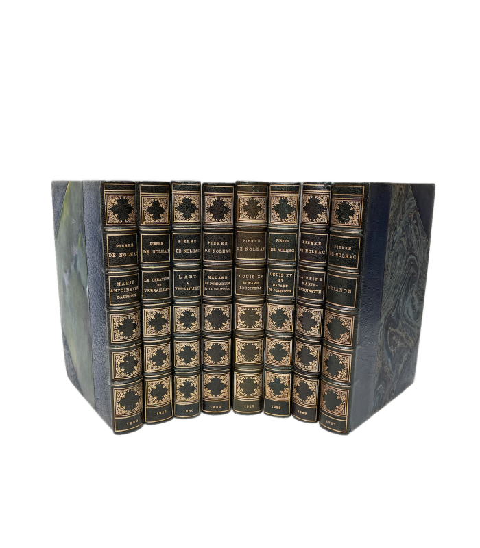 NOLHAC (Pierre de). Versailles et la cour de France. Ensemble 8 volumes in-8, demi-maroquin bleu à coins.