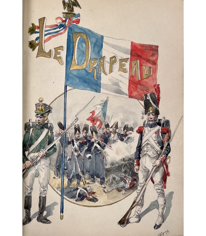 CLARETIE (Jules). Le Drapeau. Reliure de Michel Ritter. Exemplaire sur vergé enrichi d'aquarelles originales.