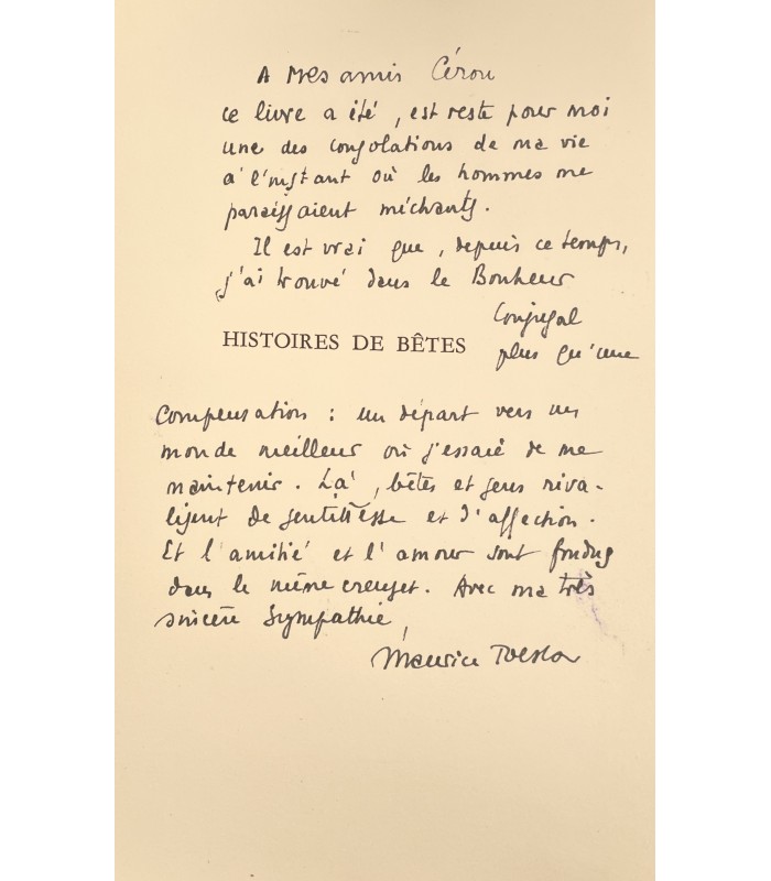 TOESCA (Maurice). Histoires de bêtes. Eaux-fortes originales de Michel Ciry.