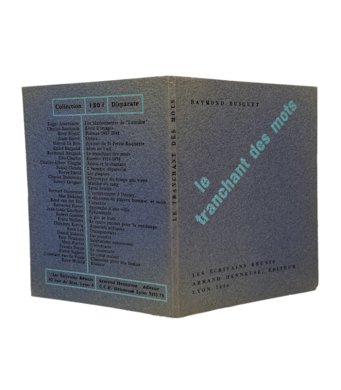 BUSQUET (Raymond). Le Tranchant des mots. Edition originale de ce recueil de poèmes.