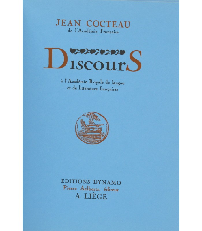 COCTEAU (Jean). Discours à L'Académie royale de langue et de littérature française. Edition originale