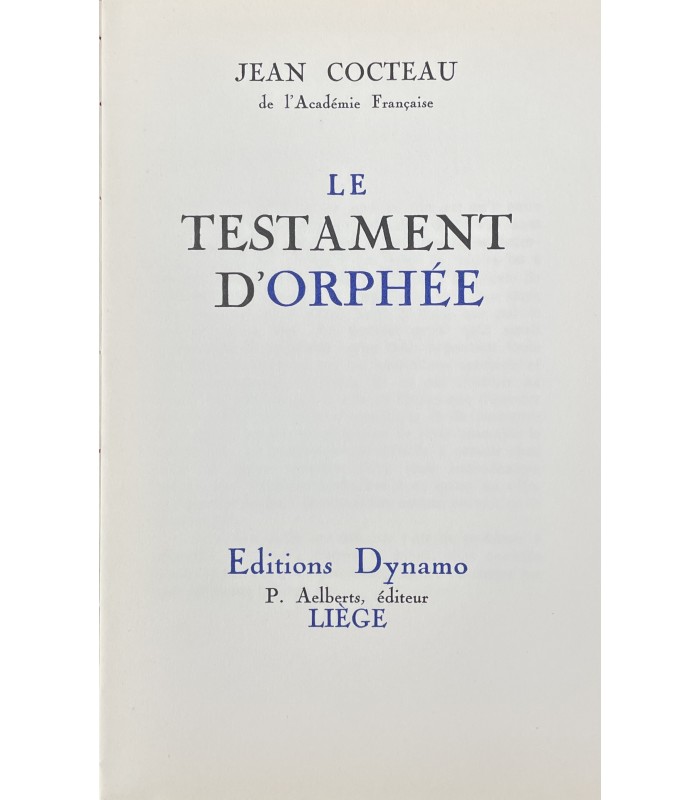 COCTEAU (Jean). Le Testament d'Orphée.