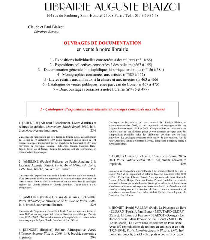 OUVRAGES DE DOCUMENTATION